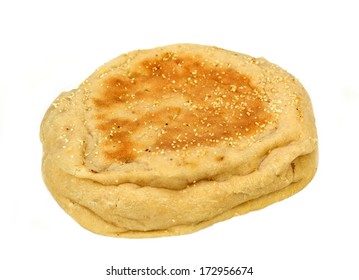 Multi Grain English Muffin On A White Background.