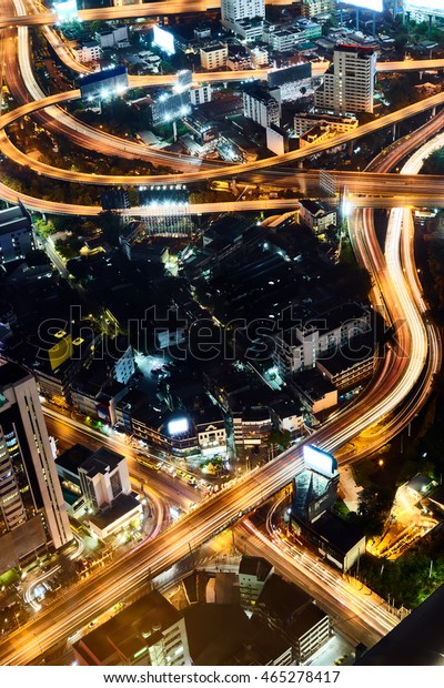 Multi
level stack interchange in bangkok. Aerial view
