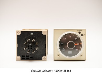 Multi range timer ,Timing relays  isolate on white background.