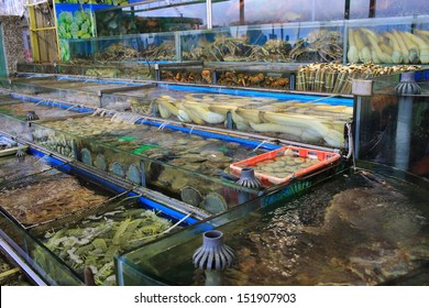 Multi Seafood In The Fish Market In China, Hong Kong Sai Kung