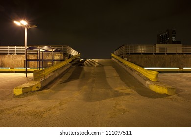 Multi Story Car Park Rooftop At Night Empty In England, Uk