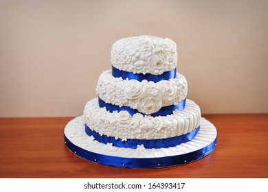 Multi Tiered Wedding Celebration Cake With Sugar Flowers