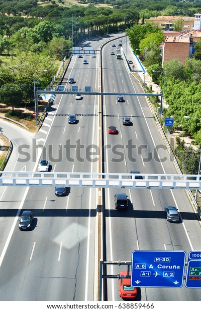 Multiband highway in sunny\
day. Top view