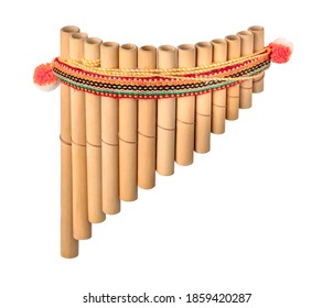 Multi-barrel flute isolated on white background. South American national musical instrument Pan flute. - Shutterstock ID 1859420287
