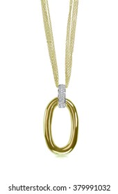 Multichain Gold Drop Pendant Necklace With Diamonds