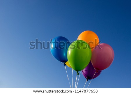 Multicolor balloons background,concept of happy birth day in summer and wedding honeymoon party (Vintage color tone)