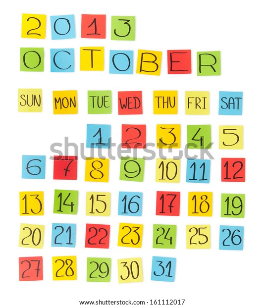 Multicolor Calendar October 13 Pieces Colored Stock Photo Edit Now