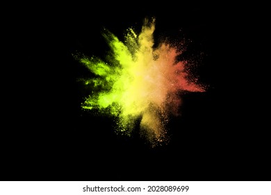 Multicolor explosion on dark background. Holi festival.