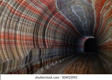 Multicolor Fragment Of Potassium Salt Mine's Tunnel
