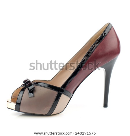 Multicolor high heel women shoe isolated on white background.