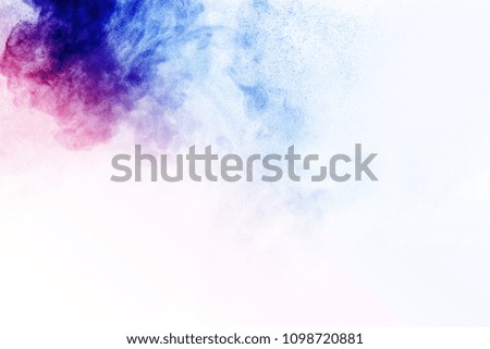 Multicolor powder explosion on white background. Colored cloud. Colorful dust explode. 
