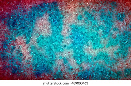 Multicolor self-illumination background of expanded polystyrene. Colored patches pattern. Transparent, show through material