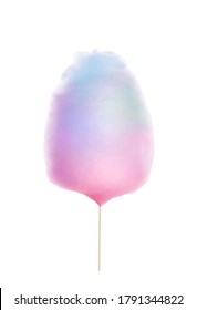 Multicolor Sweet Cotton Candy On White Background