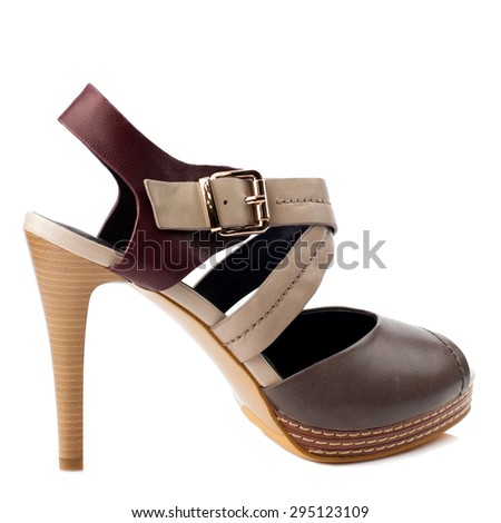 Multicolor women shoe isolated on white background.