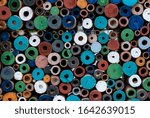 Multi-colored background, circular style, in front of the park