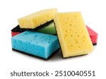 Multi-colored and black household sponges isolated on a white background. Sponge for washing dishes .