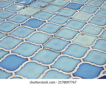Multicolored Blue Tile Pattern With White Grout