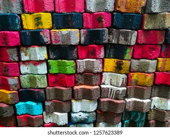 Multicolored bricks brick Row of bricks
