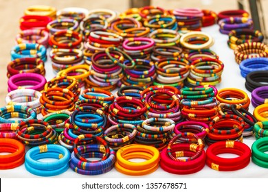 Multi-colored bright Indian bracelets on the market