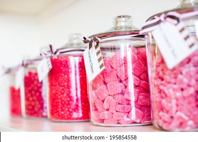 Multicolored Candies On Display At The Candy Store.