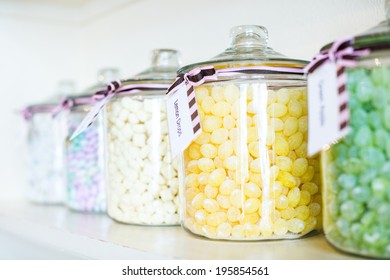 Multicolored Candies On Display At The Candy Store.