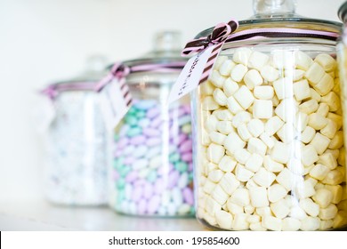 Multicolored Candies On Display At The Candy Store.