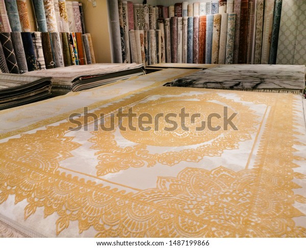 Multicolored Carpets Rugs Floor Mats Available Stock Photo Edit