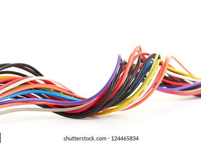 Multicolored computer cable isolated on white background - Shutterstock ID 124465834