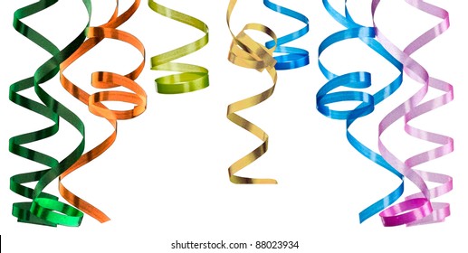 Multicolored Curling Paper Streamer Isolated