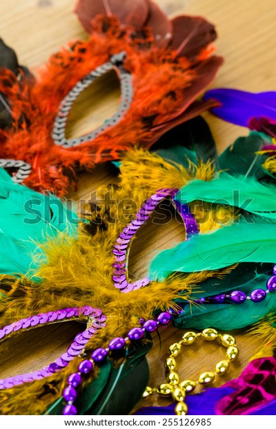 Multicolored Decorations Mardi Gras Party On Stock Image