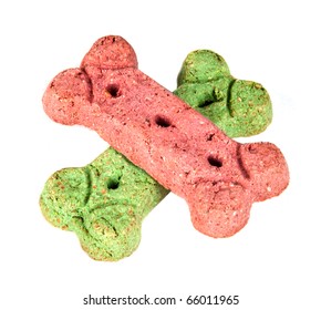 Multicolored Dog Treat Biscuits, Isolated On White