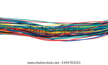 multicolored electrical wires isolated on white background