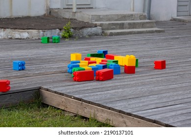 Multicolored elements of the designer on the street