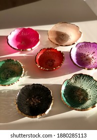 Multi-colored Epoxy Resin Coasters. Resin Art. Epoxy Resin