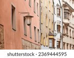 Multicolored facades in Innsbruck old town street, altstadt. Austria