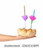 Multicolored flower bread with for Loy Krathong festival in Thailand