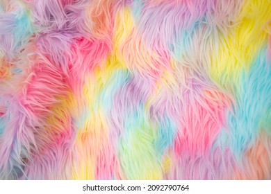 Multicolored fur texture. Faux fur for sewing