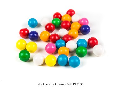 Multicolored Gum Balls Isolated On A White Background