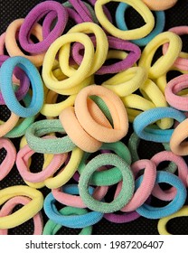 Multi-colored Hair Ties On White Background