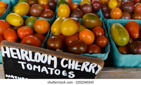 Multi-colored Heirloom Cherry Tomatoes At A Farm Stand Near East Hampton, New York