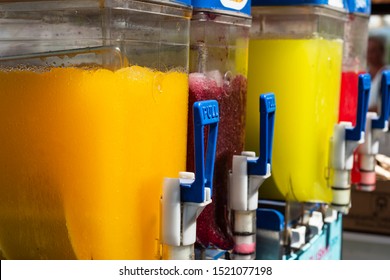 Multicolored Ice Juice In The Machine. Turkey, July 2019