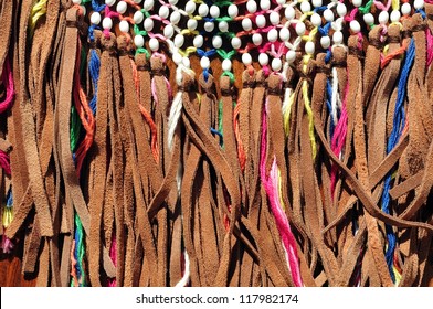 Multicolored Leather Fringe Tassels - Detail Of A Bag