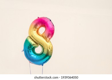 
Multicolored number eight. Balloon in the form of number 8. birthday 8 years. international women's day 8 march.