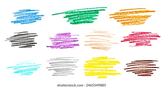 Multicolored pencil hatching isolated on a white background.