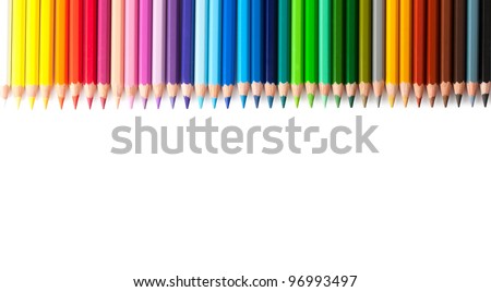 Multicolored pencils isolated on white