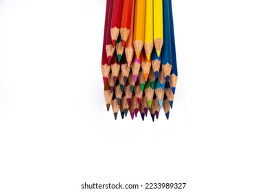 multi  colored pencils multi  colored background  Close up  copy space  Modern art  Modern design isolated