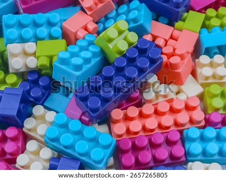 Multi-colored plastic blocks Lego background