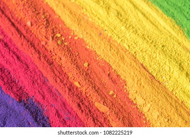 multicolored powder pigments background selective focus