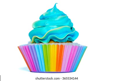 Multicolored Rainbow Cupcake