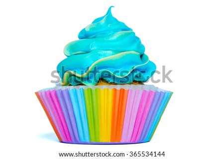 Multicolored rainbow cupcake